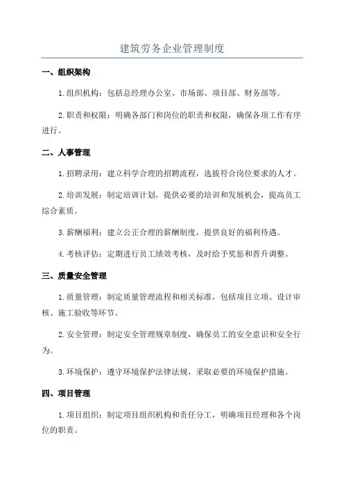建筑劳务企业管理制度