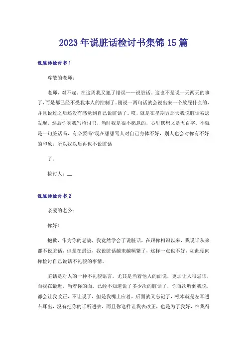 2023年说脏话检讨书集锦15篇_2