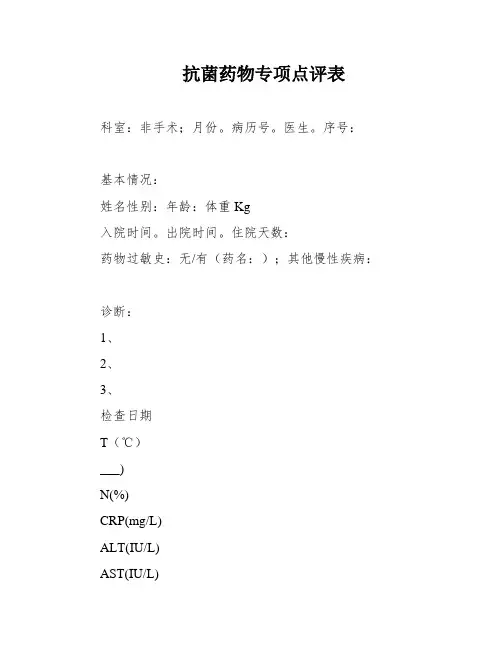 抗菌药物专项点评表