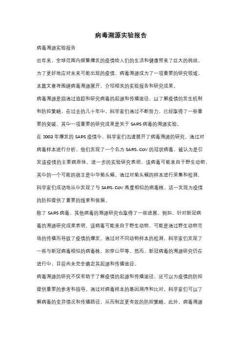病毒溯源实验报告
