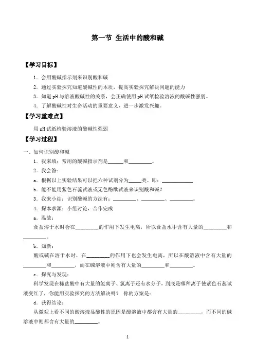 华师大 科学 九上 第二章 酸与碱 学案