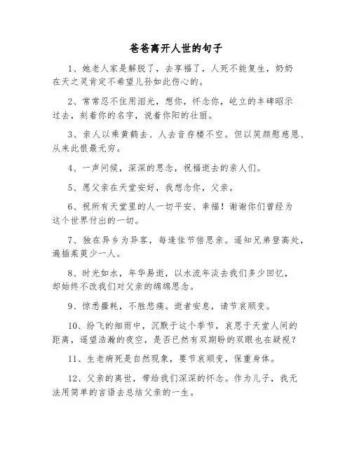 爸爸离开人世的句子