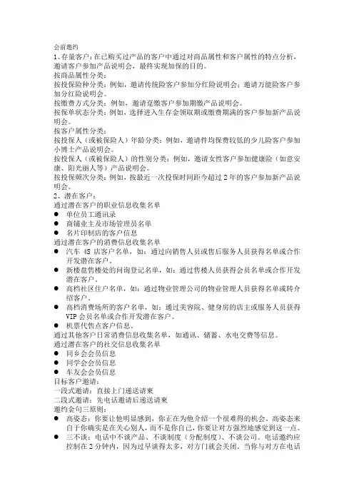 产品说明会-客户邀约话术
