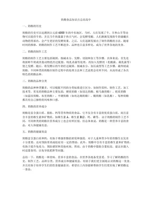 奶酪食品知识点总结高中