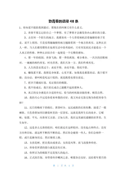 致青春的语录48条