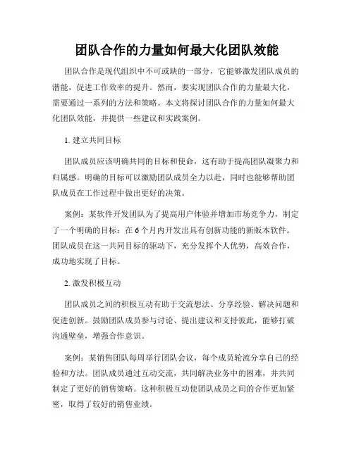 团队合作的力量如何最大化团队效能