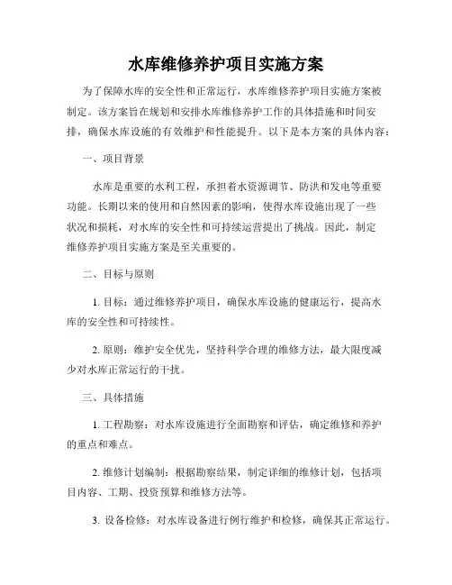 水库维修养护项目实施方案