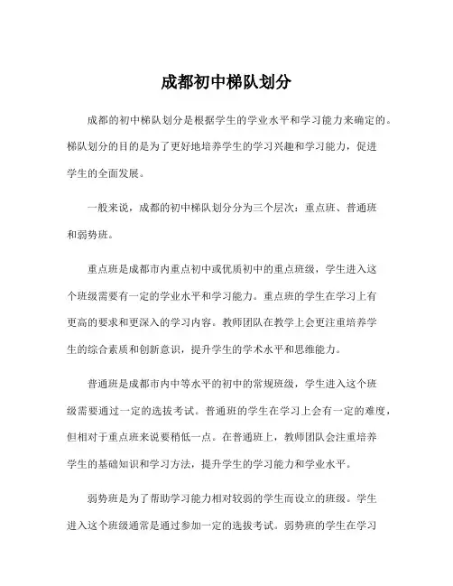 成都初中梯队划分