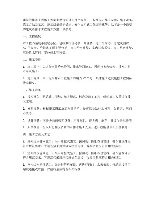 建筑给排水工程施工方案