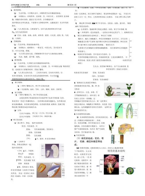 非常好用鲁教版生物六年级下复习资料