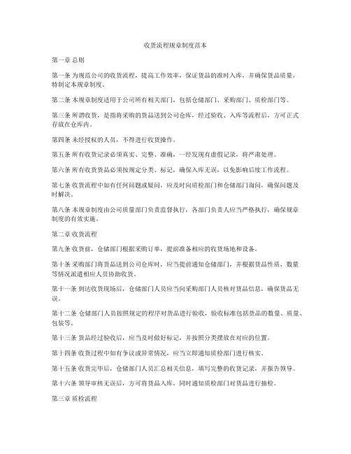收货流程规章制度范本