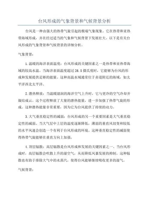 台风形成的气象背景和气候背景分析