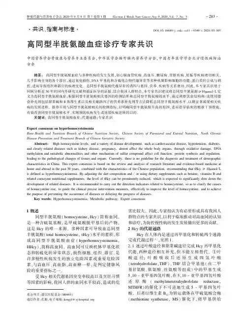 高同型半胱氨酸血症诊疗专家共识