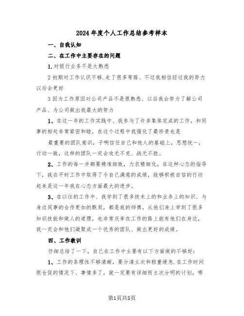 2024年度个人工作总结参考样本(2篇)