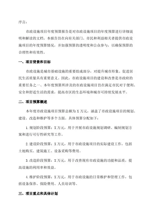 市政设施项目年度预算报告