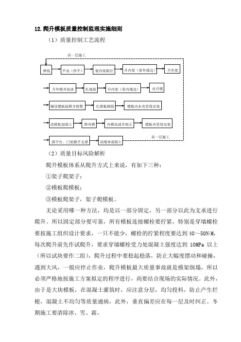 爬升模板质量控制监理实施细则