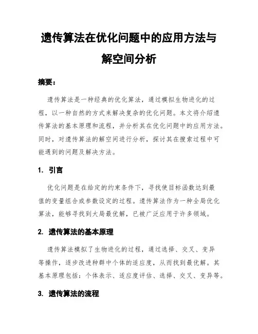 遗传算法在优化问题中的应用方法与解空间分析