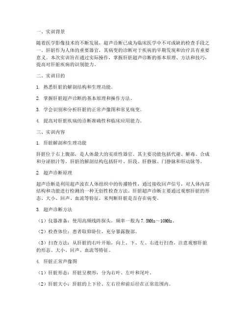超声诊断实训报告肝脏