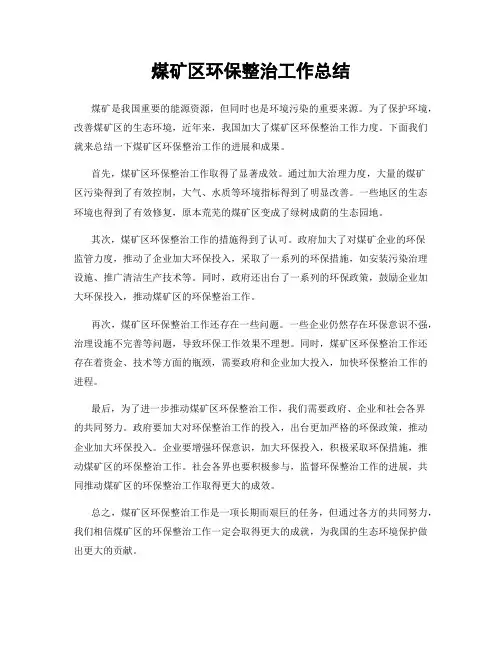 煤矿区环保整治工作总结