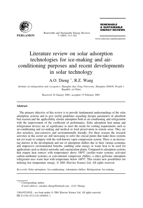 Literature review on solar adsorption