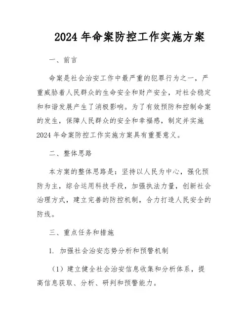 2024年命案防控工作实施方案