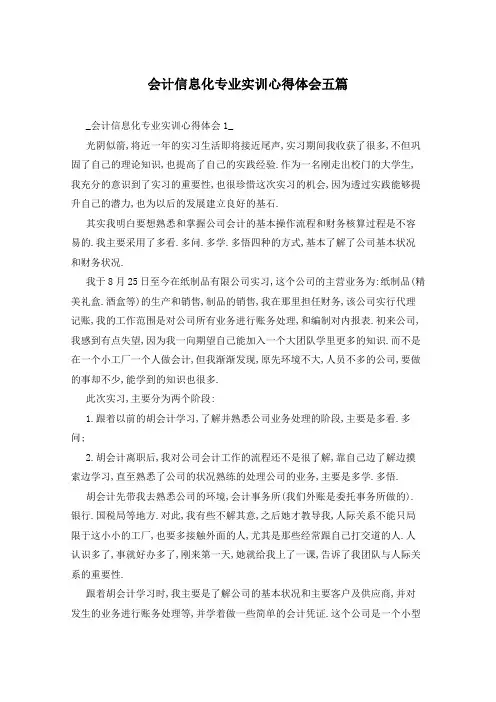 会计信息化专业实训心得体会五篇