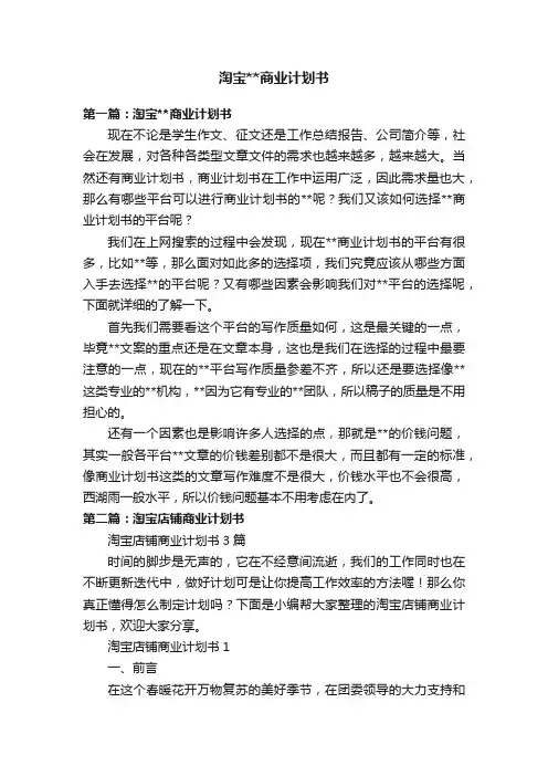 淘宝商业计划书