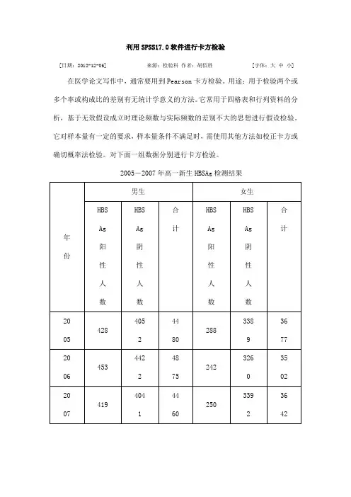 论文格式设置 卡方检验方法17.0