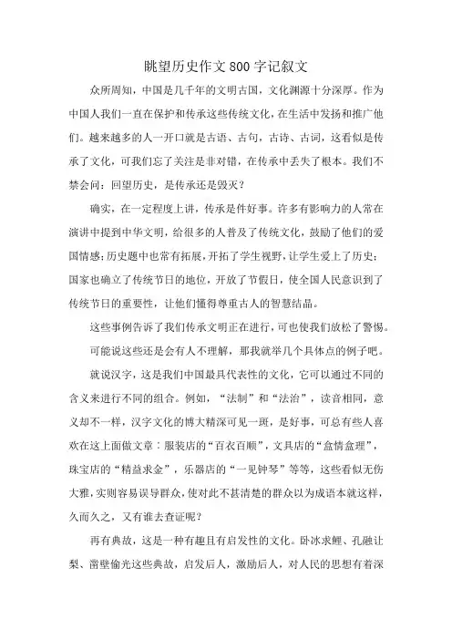 眺望历史作文800字记叙文