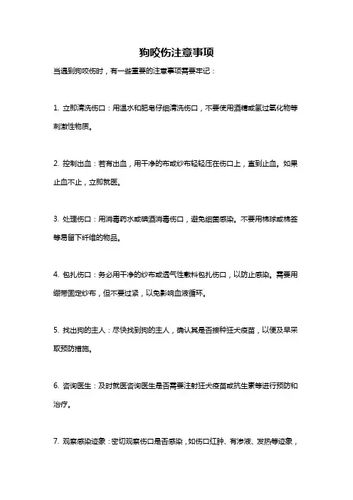 狗咬伤注意事项