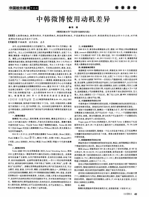 中韩微博使用动机差异