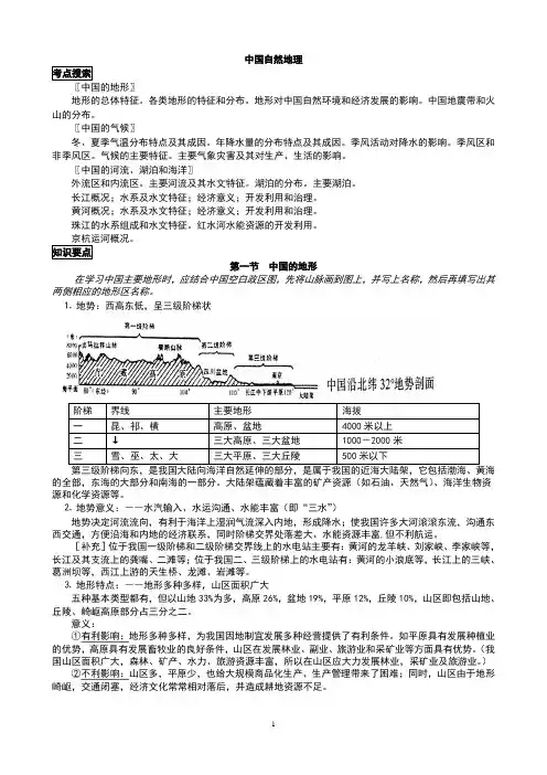 高二会考 中国地理 复习提纲