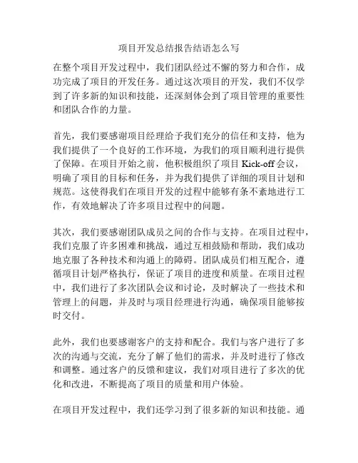 项目开发总结报告结语怎么写