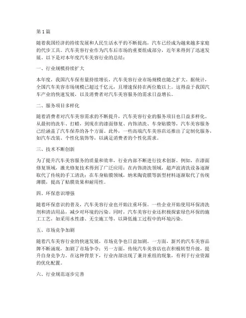 汽车美容行业的年度总结(3篇)