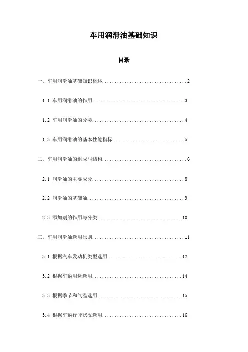 车用润滑油基础知识
