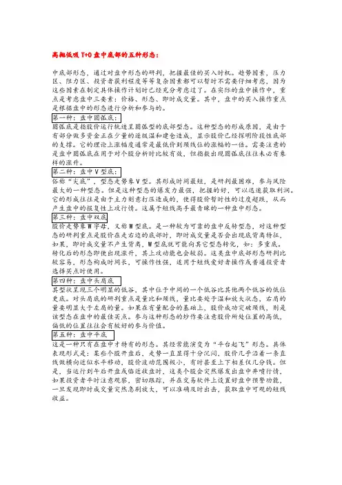 高抛低吸T+0盘中底部的五种形态