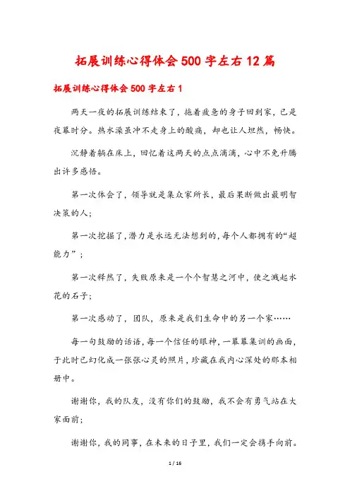 拓展训练心得体会500字左右12篇