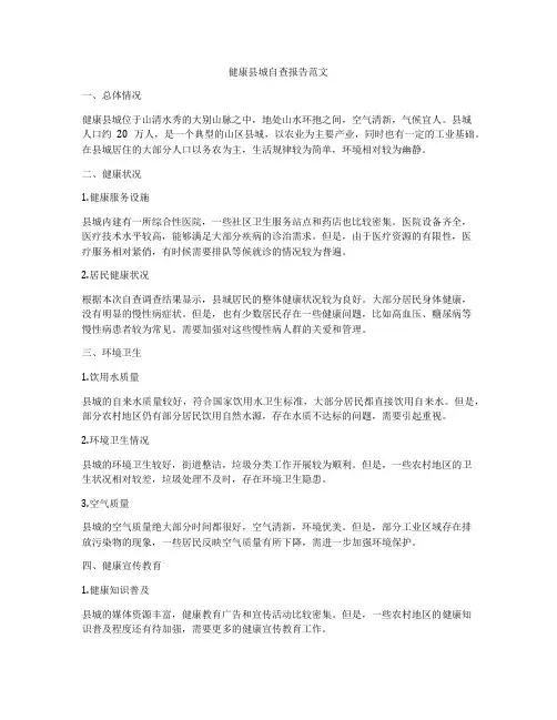健康县城自查报告范文