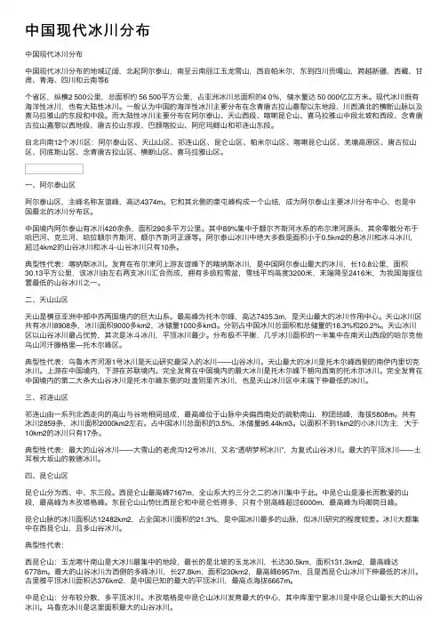 中国现代冰川分布
