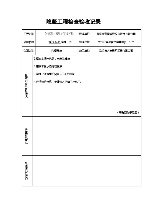 隐蔽工程检查验收记录