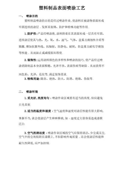 塑料制品表面喷涂工艺
