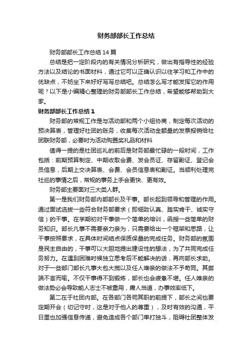 财务部部长工作总结