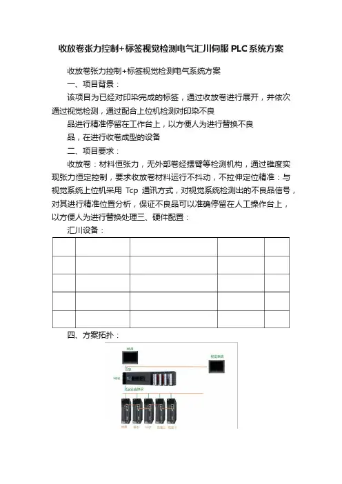 收放卷张力控制+标签视觉检测电气汇川伺服PLC系统方案