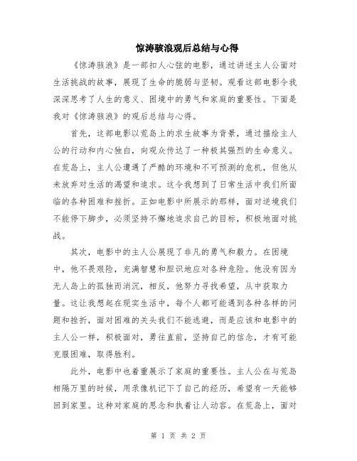 惊涛骇浪观后总结与心得