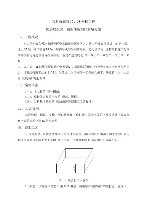 放线洞口封堵方案