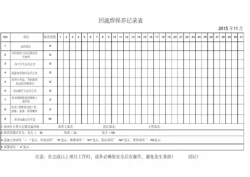 最新回流焊保养记录表整理