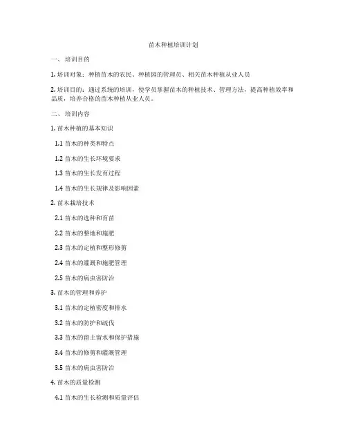 苗木种植培训计划