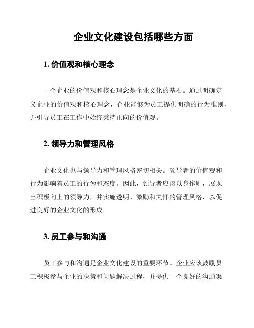 企业文化建设包括哪些方面