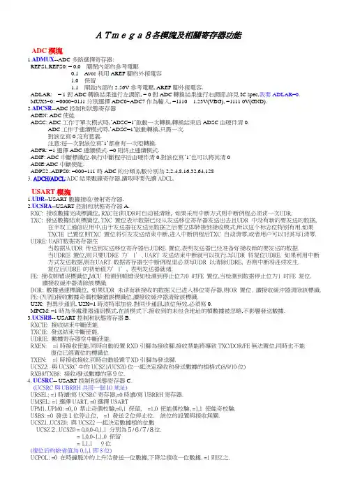 ATmega8寄存器资料整理