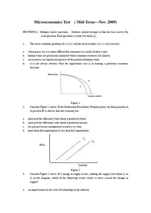 microeconomics Test-midterm-2009-11